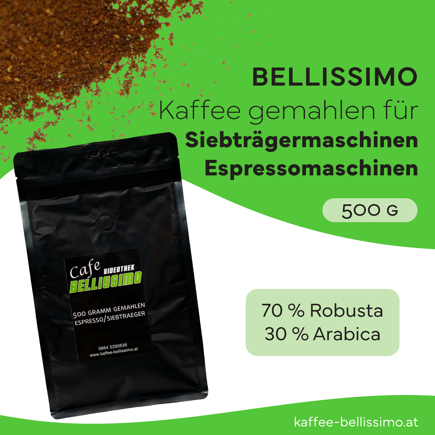 1kg gemahlener Kaffee für Espresso / Siebträger Maschinen